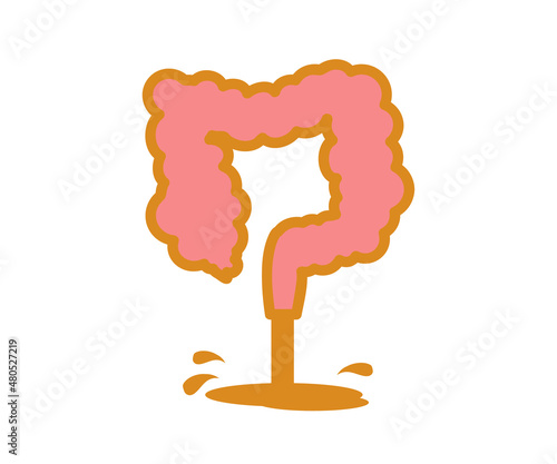 Diarrhea on a white background. Intestinal disorder. Vector illustration.