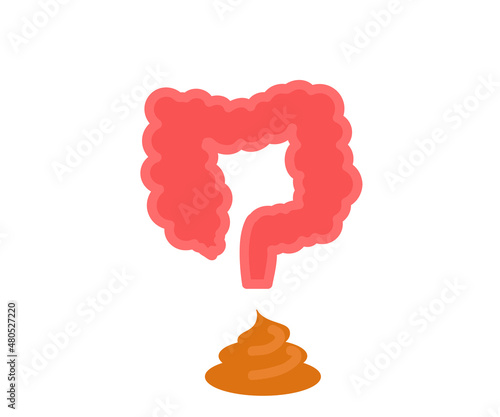 Diarrhea on a white background. Intestinal disorder. Vector illustration.