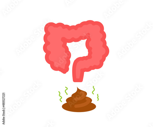 Diarrhea on a white background. Intestinal disorder. Vector illustration.