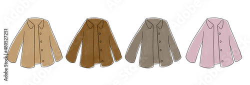 ブラウン系のショートコートのイラストセット