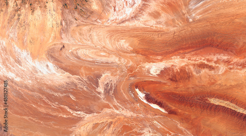 Fototapeta Naklejka Na Ścianę i Meble -  Dasht-e Kavir, salt desert in the Iranian highlands, satellite image. contains modified Copernicus Sentinel data