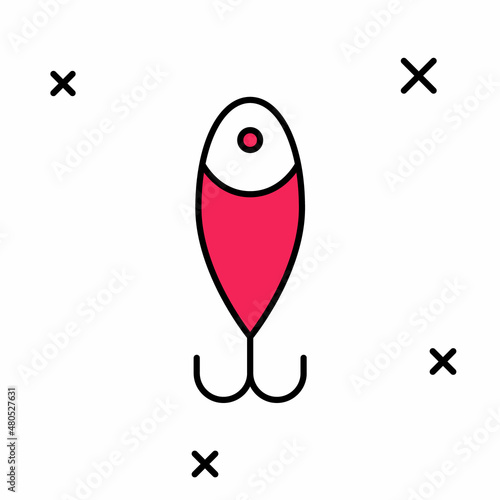 Filled outline Fishing lure icon isolated on white background. Fishing tackle. Vector