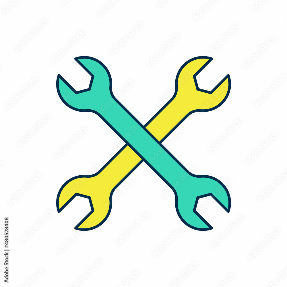 Filled outline Wrench spanner icon isolated on white background. Spanner repair tool. Service tool symbol. Vector Filled outline Wrench spanner icon isolated on white background. Spanner repair tool. Service tool symbol. Vector