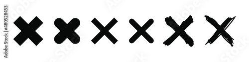 Set of black cross X icon. Delete, vote sign. no wrong symbol. Vector illustration isolated on white background. EPS 10