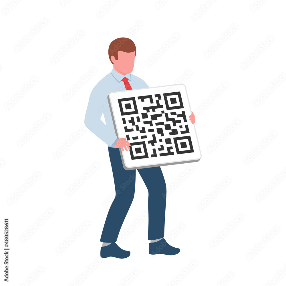 Man with qr code vaccination certificate vector illustration Man with qr code vaccination certificate vector illustration