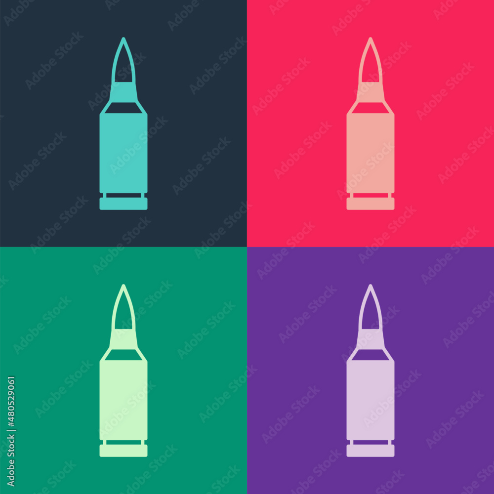 Pop art Bullet icon isolated on color background. Vector Pop art Bullet icon isolated on color background. Vector