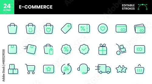 e-commerce; e-shop; icon; set; eshop; shop; shopping; cart; shopping cart; delivery; sale; pay; payment; card; bag; discount; coupon; package; fast; badge; gift; evaluation; review; consignment; packe