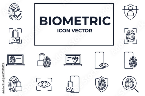 Set of Biometric icon. Biometric pack symbol template for graphic and web design collection logo vector illustration