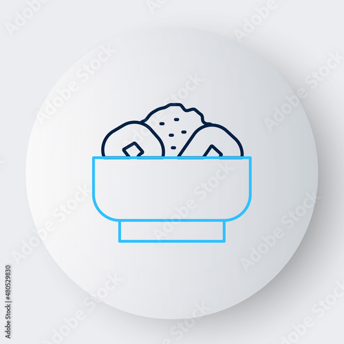 Line Chow mein on plate icon isolated on white background. Asian food. Colorful outline concept. Vector