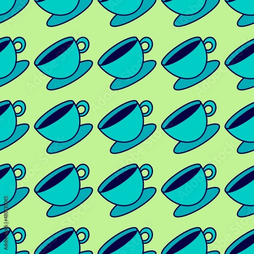 Seamless cup of coffee tea pattern for fabrics and textiles and packaging and linens and kids and wrapping paper