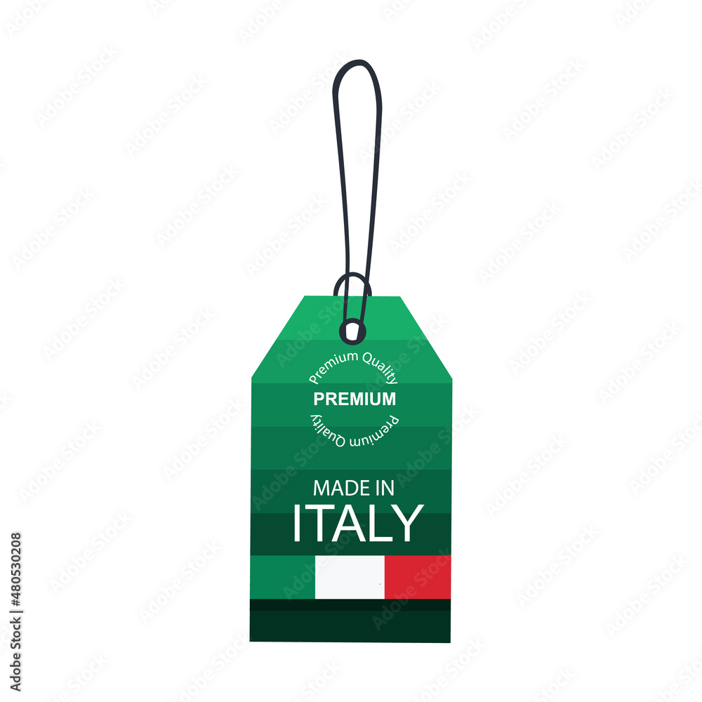 Made in Italy label with flag