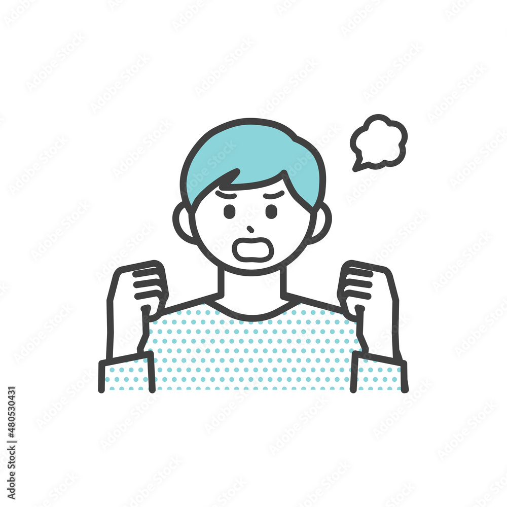 若い男性が怒っている表情のイラスト素材 若い男性が怒っている表情のイラスト素材