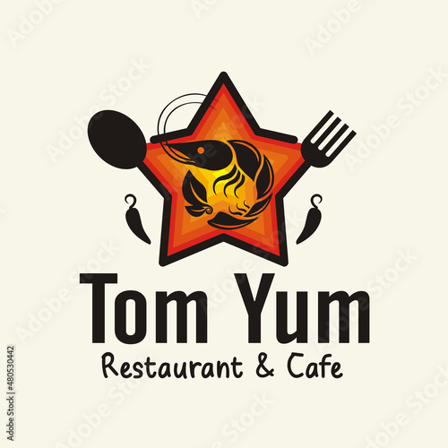 tom yum logo vector illustration - business mascot brand restaurant or street food