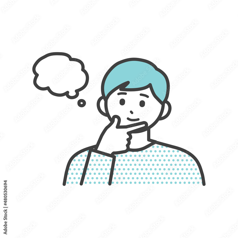 若い男性が考えているイラスト素材 若い男性が考えているイラスト素材