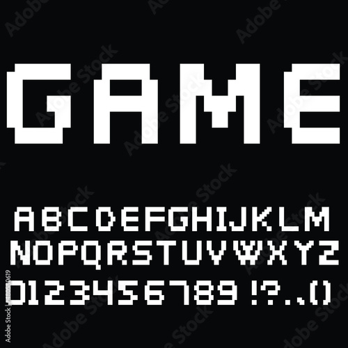 Pixel retro fonts . Vector