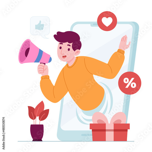 Refer a Friend concept vector Illustration idea for landing page template, marketing suggestion as attraction method, promotion recommendation, link sharing for product offer. Hand drawn Flat Styles