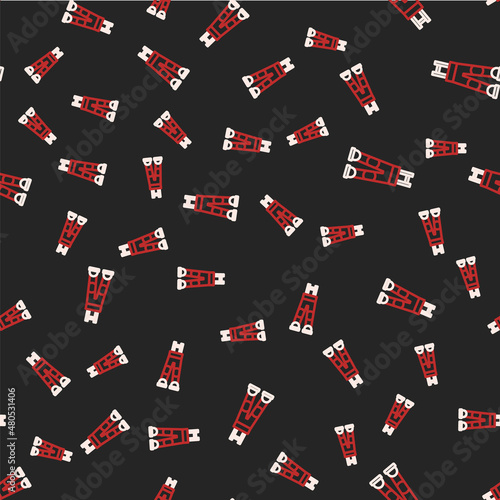Line Fisherman rubber pants icon isolated seamless pattern on black background. Vector