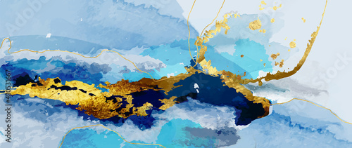 Luxury gold abstract watercolor art background vector. Marble digital arts design with golden glitter and watercolor brush texture. Vector illustration for prints, wall art, invitation and wallpaper.