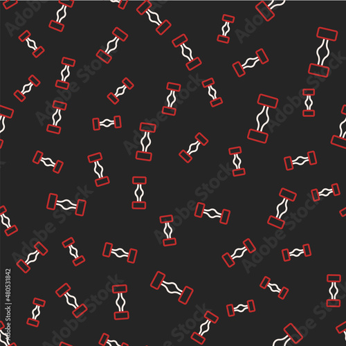 Line Chassis car icon isolated seamless pattern on black background. Vector