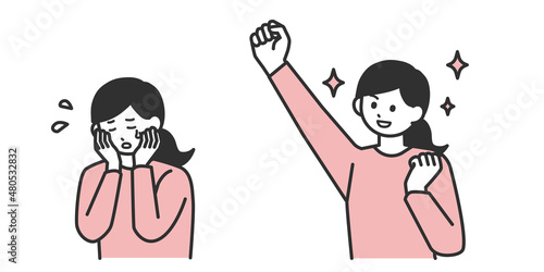 若い女性の悩みが解決されるイメージのイラスト素材