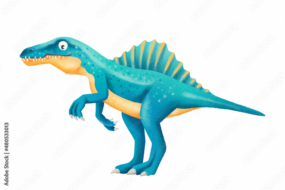 Fototapeta premium Spinosaurus illustration, hand drawn, isolated on light background.