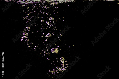 Water bubble on a black