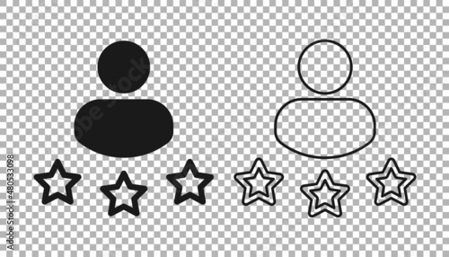 Black Consumer or customer product rating icon isolated on transparent background. Vector