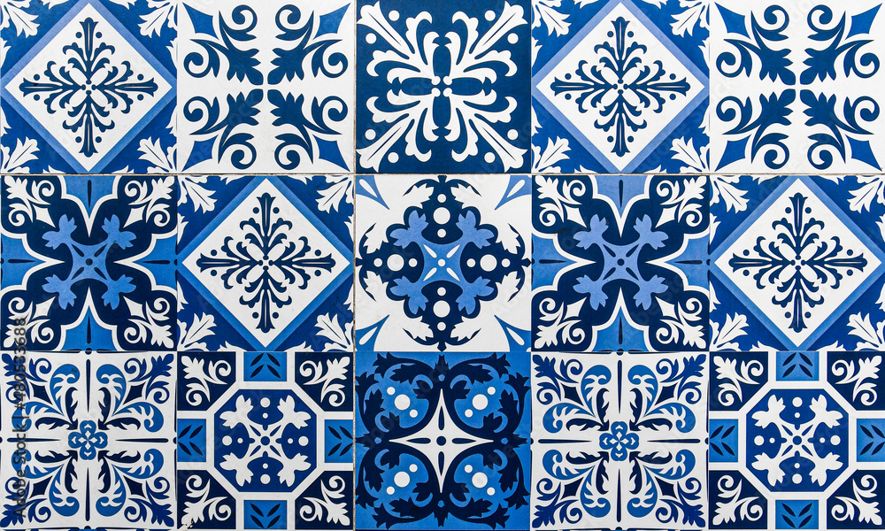 Blue and White Peranakan tile mosaic