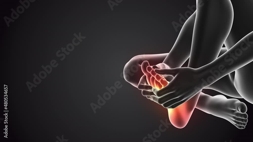 Human having pain in feet photo