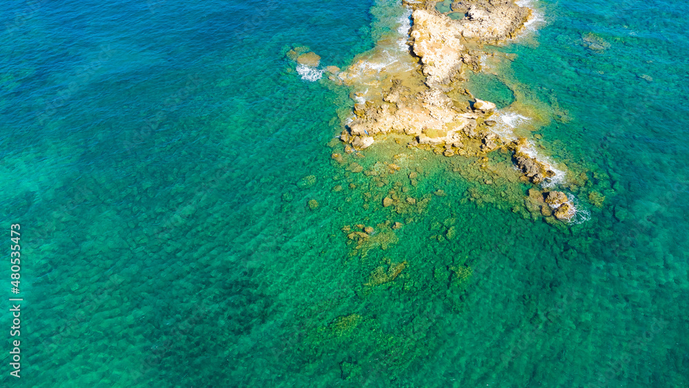Amazing aerial view of island on Crete, Greece.