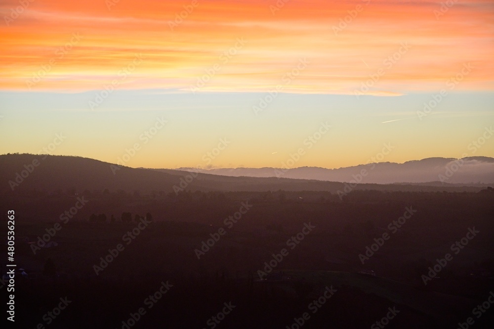 Dramatic Sunrise Over the Hills of Tuscany Italy Dramatic Sunrise Over the Hills of Tuscany Italy