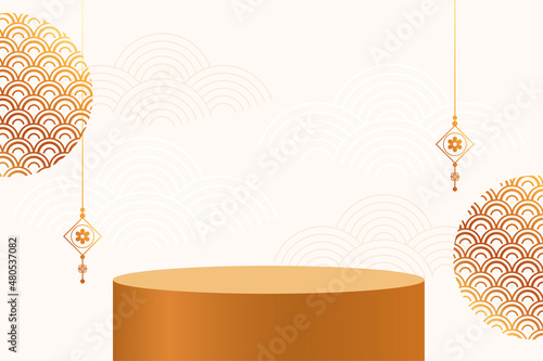 chinese decoration background with podium platform for product display