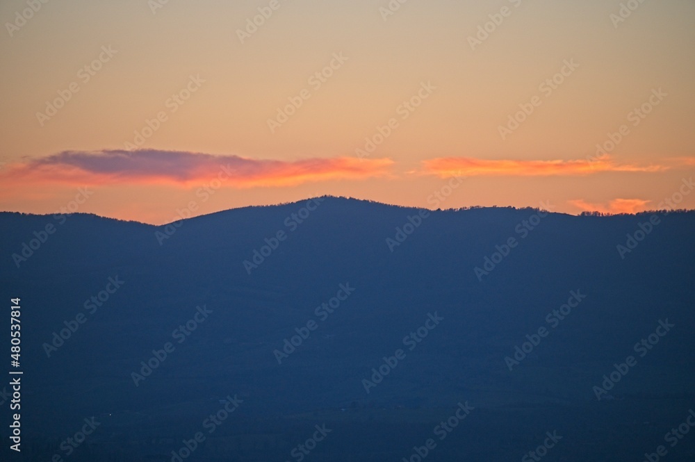 Dramatic Sunrise Over the Hills of Tuscany Italy