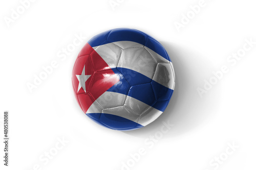 realistic football ball with colorfull national flag of cuba on the white background.