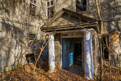 Abandoned abandoned historical and cultural heritage of old architecture. The old psychiatric hospital. Background photo