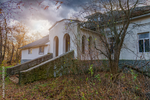 Abandoned abandoned historical and cultural heritage of old architecture. The old psychiatric hospital. Background photo