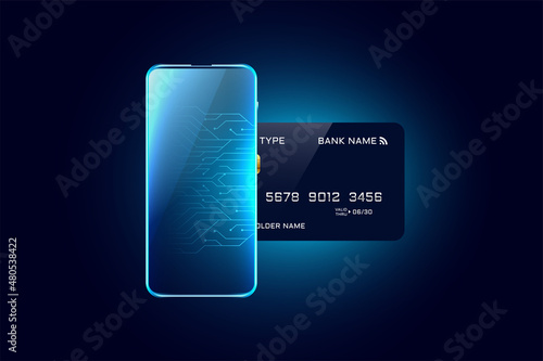 digital credit card concept with mobile phone