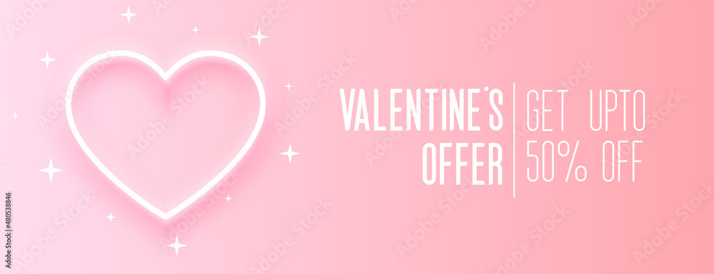 valentines day offers and sale pink banner design