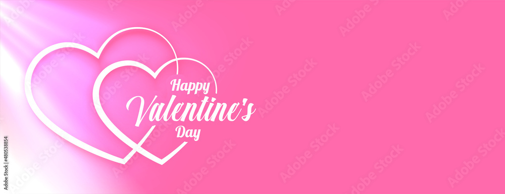 valentines day pink banner with glowing light effect