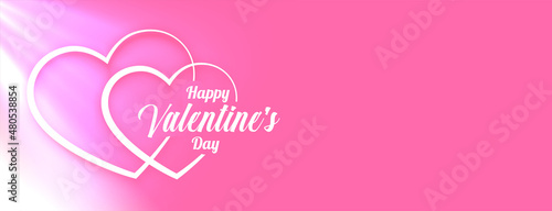 valentines day pink banner with glowing light effect