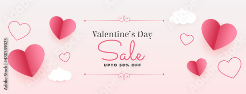 valentines day sale banner in doodle style
