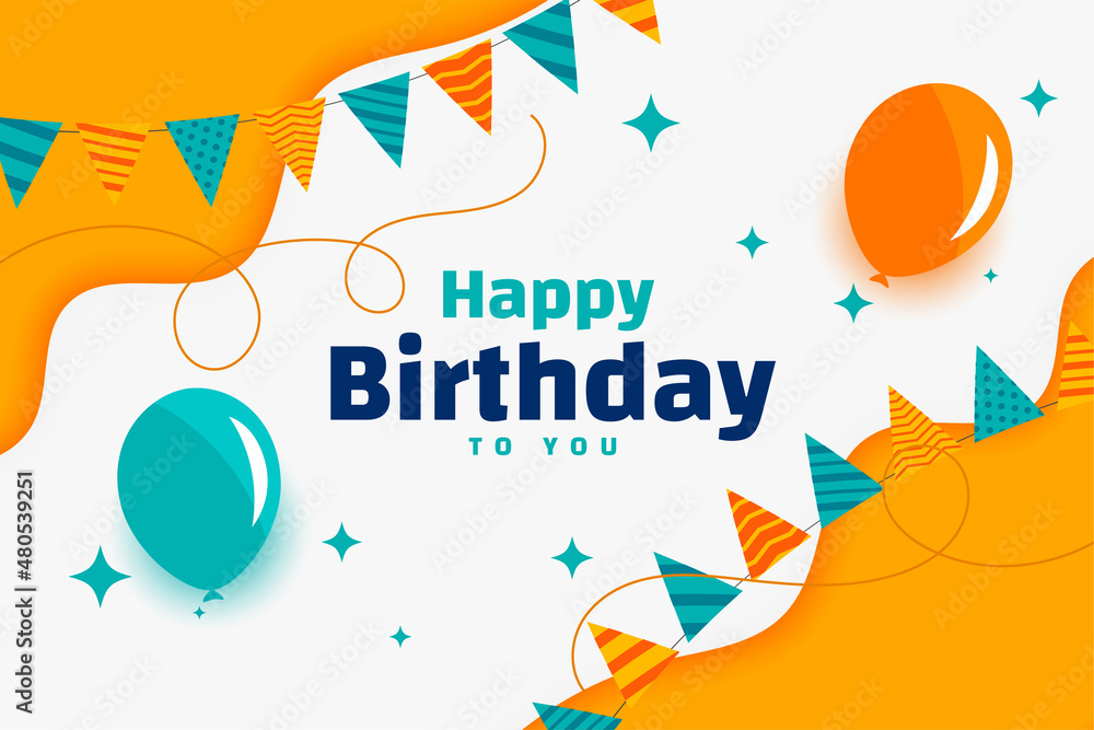 Fototapeta premium happy birthday flat invitation birthday card design