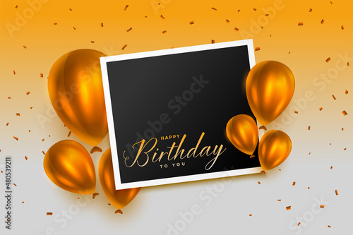 happy birthday golden balloons card background