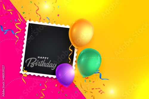 funky happy birthday celebration card with photo frame