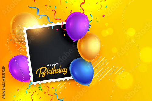 birthday celebration card with confetti and image space