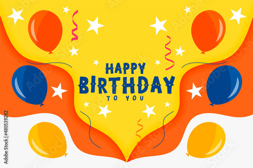 flat style happy birthday celebration card design