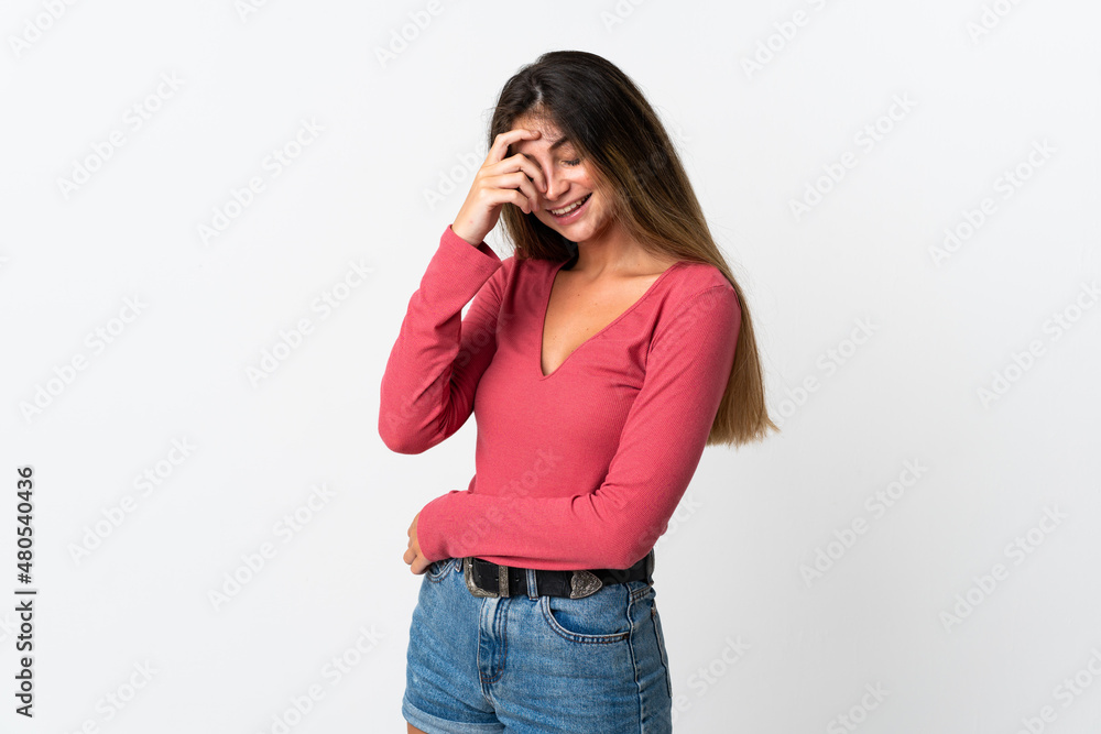 Young caucasian woman isolated on white background laughing Young caucasian woman isolated on white background laughing