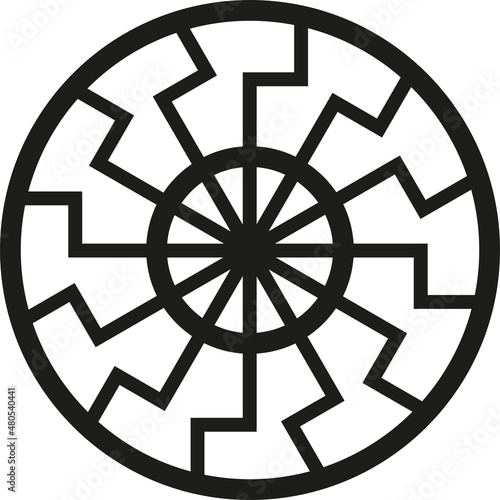 Ancient magic rune of Scandinavian and Germanic mythology black sun vector illustration