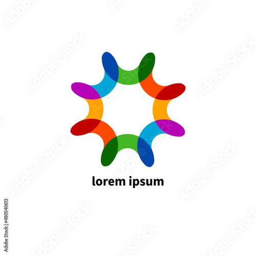 Teamwork icon, unity of people logo