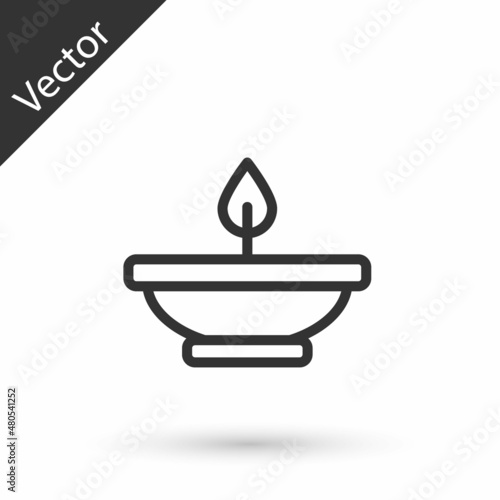 Grey line Aroma lamp icon isolated on white background. Vector